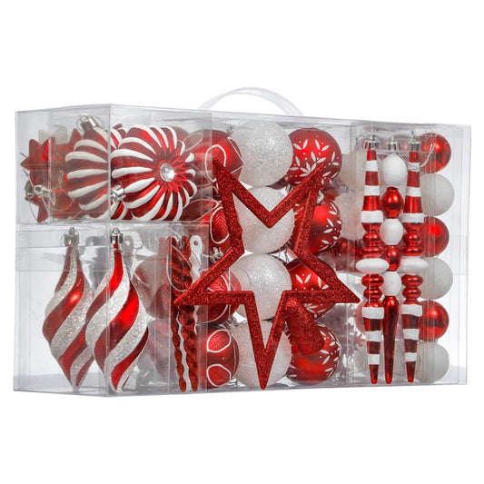 Red and White Christmas Ornaments - 100 Pieces