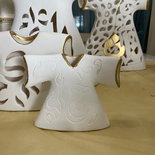 Clay Kaftan - White & Gold - Mini