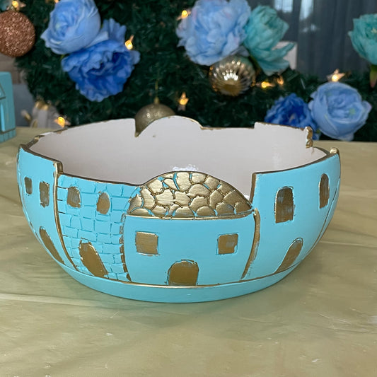 Clay Bowl with Eastern touch - Blue