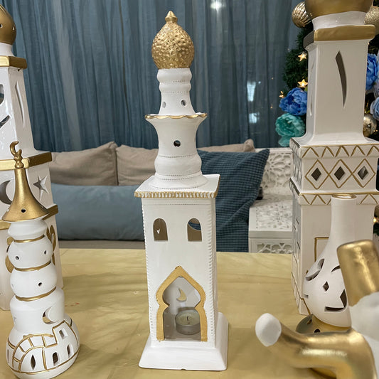 Large Noor Minoret - Gold and White