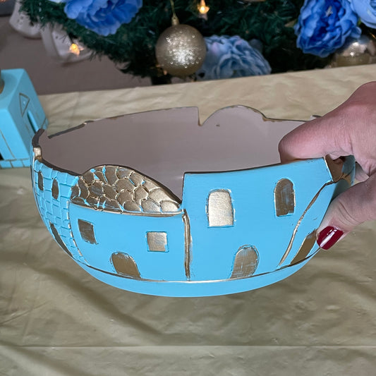 Clay Bowl with Eastern touch - Blue