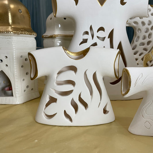 Clay Kaftan - White & Gold - Mini